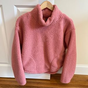 All In Motion Sherpa Fleece Pullover Turtleneck Sweatshirt Pink Size L